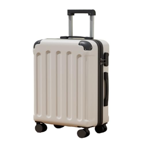 LJSPTU Koffer Passwort Boarding Koffer Trolley Koffer Koffer Tasche Männer Und Frauen Universal Rad 22 Zoll Langlebig Suitcase (Color : White, Size : 24in) von LJSPTU