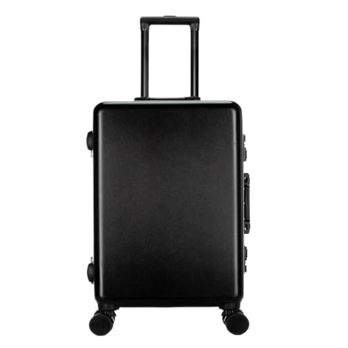 LJSPTU Koffer Trolley-Koffer mit Aluminiumrahmen, Universalräder, 24-Zoll-Trolley-Koffer, 26-Zoll-Koffer for Männer und Frauen Suitcase (Color : Black, Size : 24IN) von LJSPTU