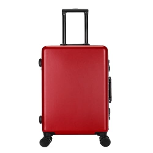 LJSPTU Koffer Trolley-Koffer mit Aluminiumrahmen, Universalräder, 24-Zoll-Trolley-Koffer, 26-Zoll-Koffer for Männer und Frauen Suitcase (Color : Red, Size : 26IN) von LJSPTU