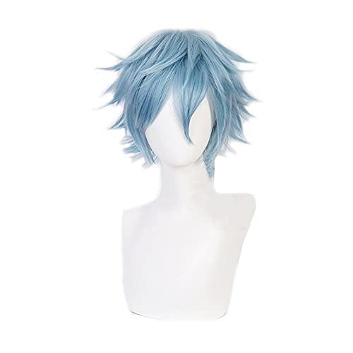 Anime My Hero Academia Boku no Hiro Akademia Shigaraki Tomura Perücken kurz grau blau gemischt lockig Cosplay Perücke + Haarnetz von LJYNB