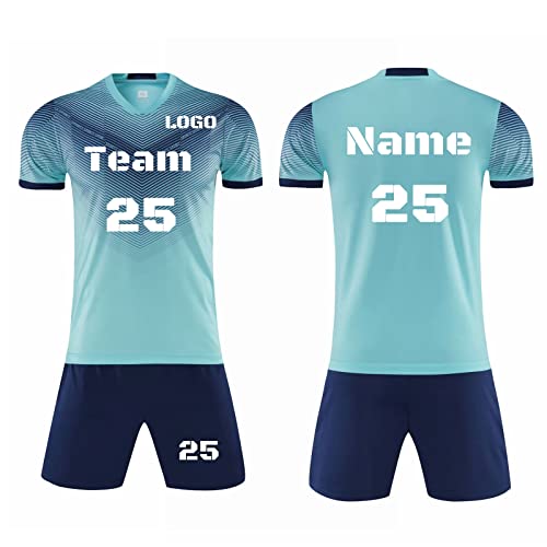 LJYTMZ Benutzerdefiniert Fussball Trikot Kinder Herren mit Namen Nummber Logo Fussball Jersey Shirt und Shorts Fussball Trikot Jungen Männer Personalisierte Fussball Shirt von LJYTMZ