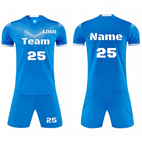 LJYTMZ Benutzerdefiniert Fussball Trikot Kinder Herren mit Namen Nummber Logo Fussball Jersey Shirt und Shorts Fussball Trikot Jungen Männer Personalisierte Fussball Shirt von LJYTMZ