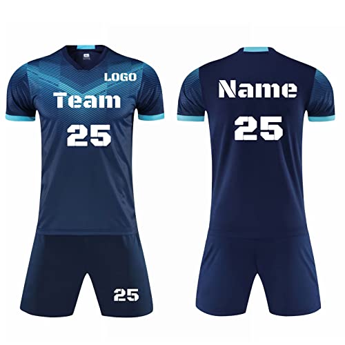 LJYTMZ Benutzerdefiniert Fussball Trikot Kinder Herren mit Namen Nummber Logo Fussball Jersey Shirt und Shorts Fussball Trikot Jungen Männer Personalisierte Fussball Shirt von LJYTMZ