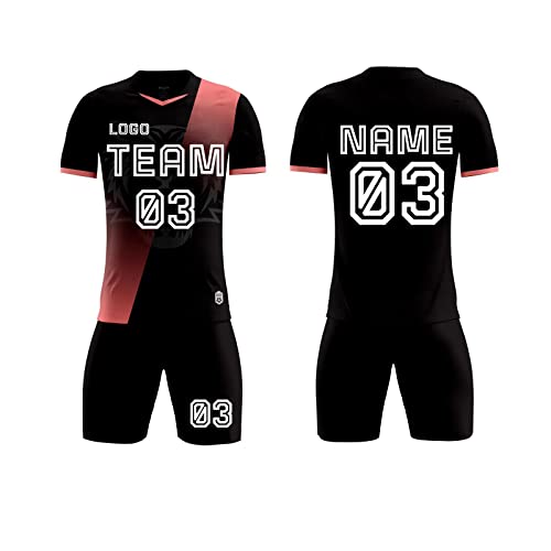 LJYTMZ Benutzerdefiniert Fussball Trikot Set Personalisiert Trikot Jeder Name Nummer Team Logo fußball Geschenke für Jungs Eltern Kind Kleidung, Schwarz von LJYTMZ