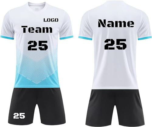 LJYTMZ Kinder Benutzerdefiniert Trikot T-Shirt Shorts 2 Teiliges Set mit Namen Nummer Team und Logo fußball Geschenke für Jungs von LJYTMZ