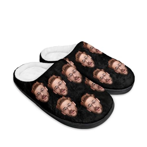 LJYTMZ Personalisierter Hausschuhe mit Foto Text, Plüsch Slippers Unisex Weiche Bequeme rutschfeste LJYTMZ Personalisierter Hausschuhe mit Foto Text, Plüsch Slippers Unisex Weiche Bequeme rutschfeste von LJYTMZ