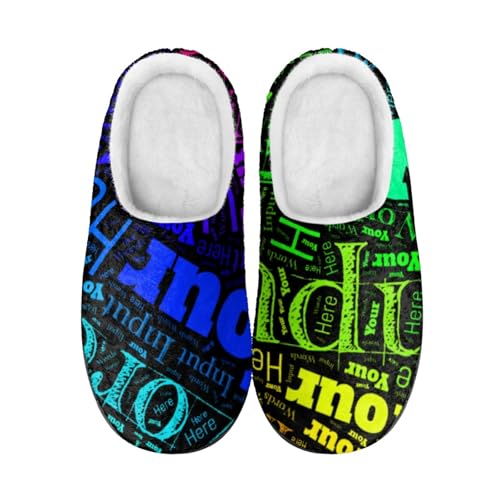 LJYTMZ Personalisierter Hausschuhe mit Foto Text, Plüsch Slippers Unisex Weiche Bequeme rutschfeste LJYTMZ Personalisierter Hausschuhe mit Foto Text, Plüsch Slippers Unisex Weiche Bequeme rutschfeste von LJYTMZ
