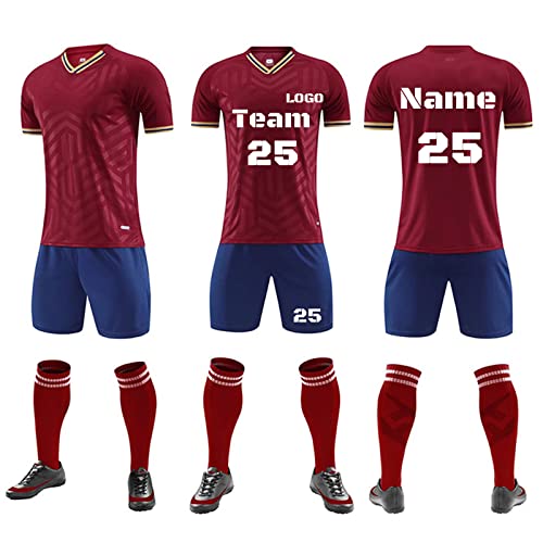 LJYTMZ Personifizieren Fußball Trikot Kinder Jungs T-Shirt Shorts 2 teiliges Set Benutzerdefiniert Beliebiger Name Nummer Team Logo Trikot Personalisiert von LJYTMZ