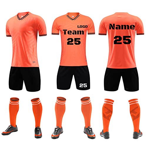 LJYTMZ Personifizieren Fußball Trikot Kinder Jungs T-Shirt Shorts 2 teiliges Set Benutzerdefiniert Beliebiger Name Nummer Team Logo Trikot Personalisiert von LJYTMZ