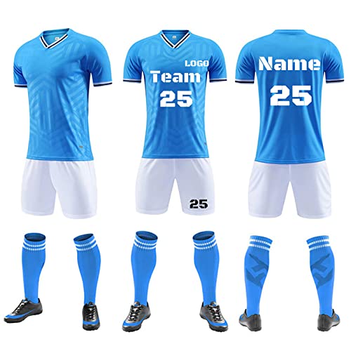 LJYTMZ Personifizieren Fußball Trikot Kinder Jungs T-Shirt Shorts 2 teiliges Set Benutzerdefiniert Beliebiger Name Nummer Team Logo Trikot Personalisiert von LJYTMZ