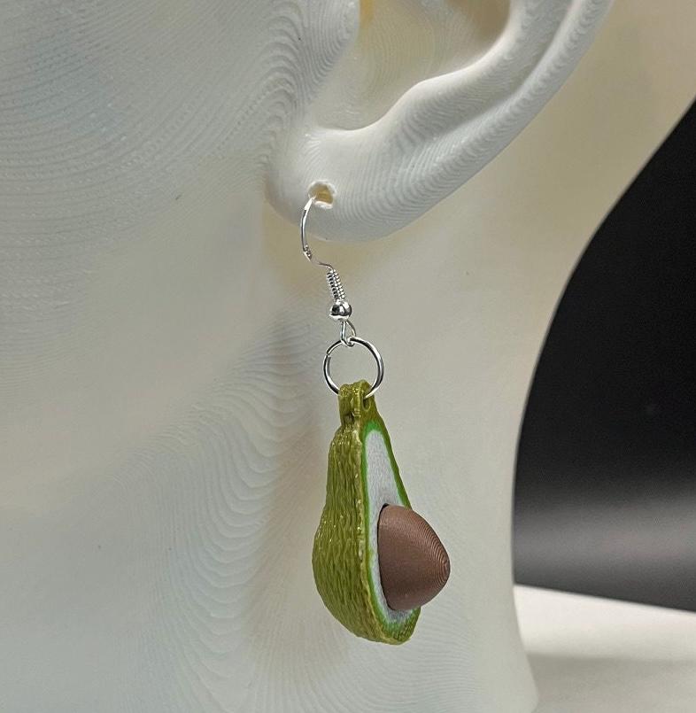 Avocado Ohrringe - 3D-Gedruckter Schmuck Aus Pla Mit 925Er Silberhaken Veganes Geschenk, Leicht & Handgemacht von LJprintsDE