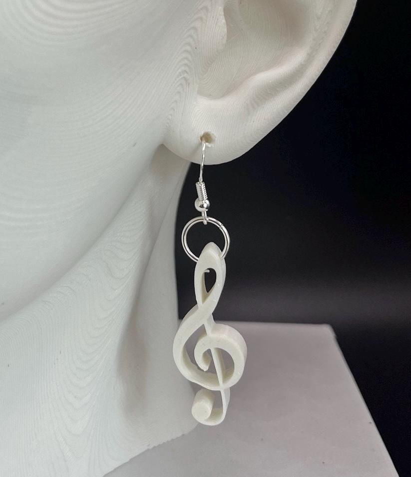 Einzigartige Ohrringe Notenschlüssel/Violinschlüssel Earrings Treble Clef Musik Musiker Orchester Violine Geige Konzert von LJprintsDE