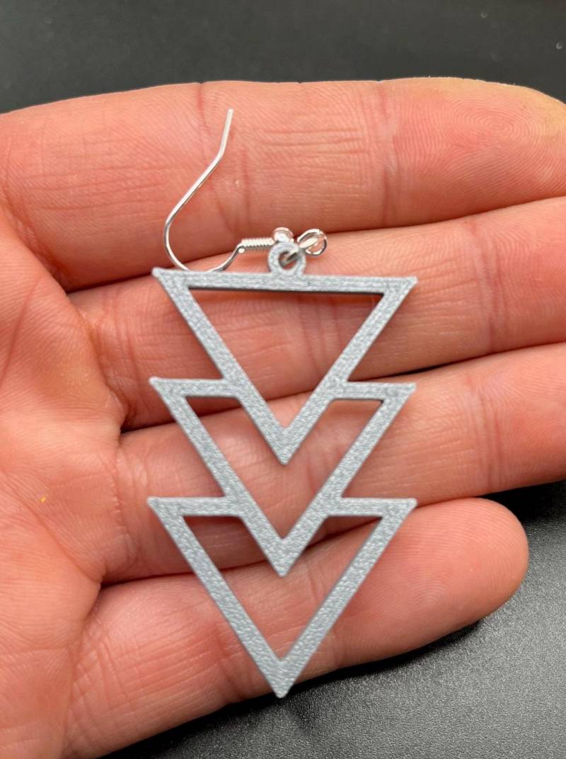 Ohrringe Dreiecke/Triangular Shaped Earrings 3D-Druck Hypoallergen Haken 925 Silber von LJprintsDE