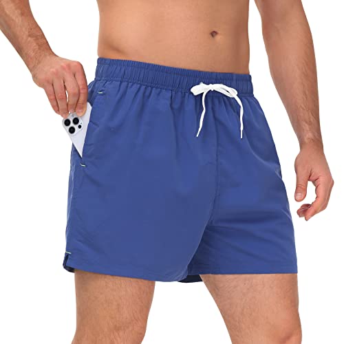 LK LEKUNI Badehose Herren Badeshorts Herren Kurz Schwimmhose Boardshorts Sommer Schnell Trocknend Bademode für Herren Strandshorts Beachshorts Navy Blue_L von LK LEKUNI