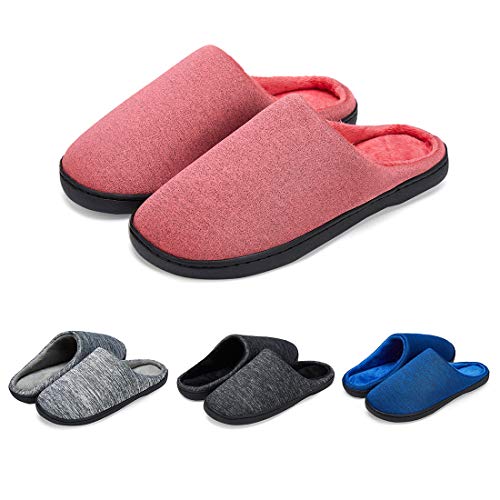 LK LEKUNI Hausschuhe Herren Damen Pantoffeln Filzpantoffeln Memory Foam Rutschfest Puschen Plüsch Wasserdicht Bequem Rosa 38 von LK LEKUNI