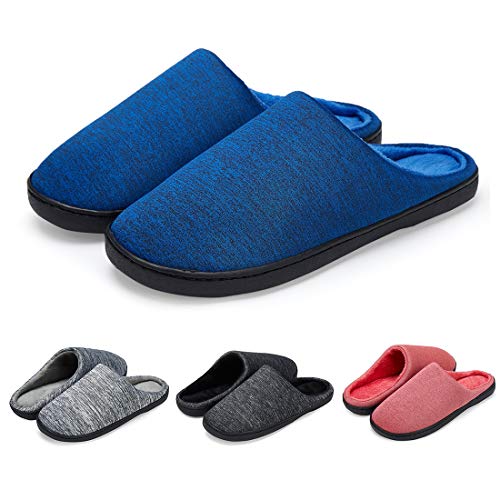 LK LEKUNI Hausschuhe Herren Damen Pantoffeln Filzpantoffeln Memory Foam rutschfest Puschen Plüsch Wasserdicht Bequem Blau 42 von LK LEKUNI