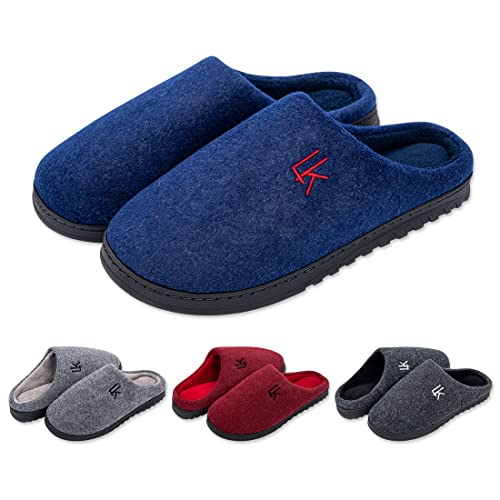 LK LEKUNI Hausschuhe Herren Damen Pantoffeln Filzpantoffeln Memory Foam rutschfest Puschen Plüsch Wasserdicht Bequem_Blau01_42-43 von LK LEKUNI