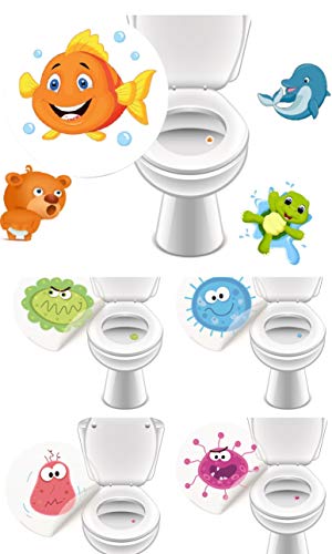 8 x Aufkleber WC Monster + Lieblingstiere, Toilettensticker lustig Kinder Badausstattung - LK-Trend & Style von LK Trend & Style