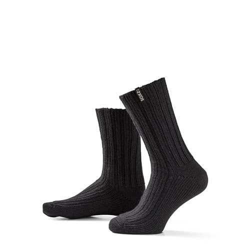 Herrensocken SOXS schwarze Wollsocken aus Schafwolle warm Anti-Kratz Einheitsgröße (SCHWARZ mit schwarzem Logo (Thunderstorm) - 1 Paar) von LK Trend & Style