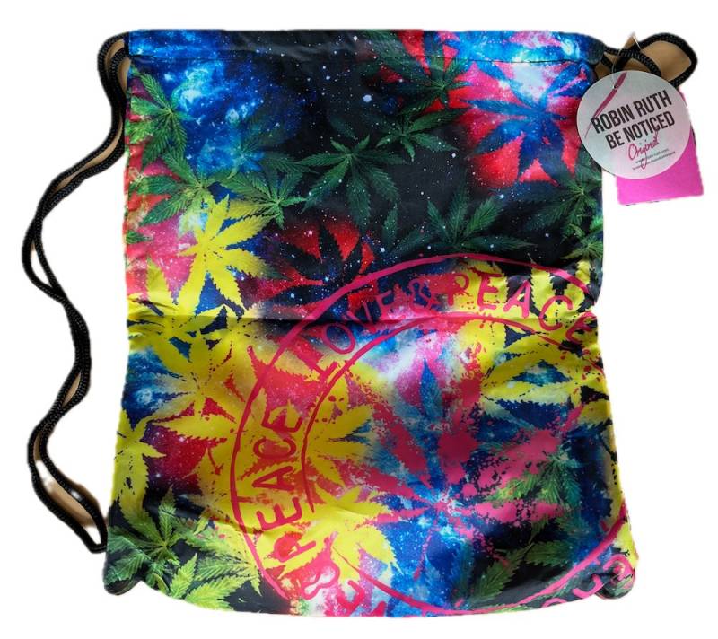 LK Trend & Style Beuteltasche Sporttasche, Turnbeutel (Love Peace Schriftzug, Cannabis Design), Hanf Love Peace Motiv von LK Trend & Style