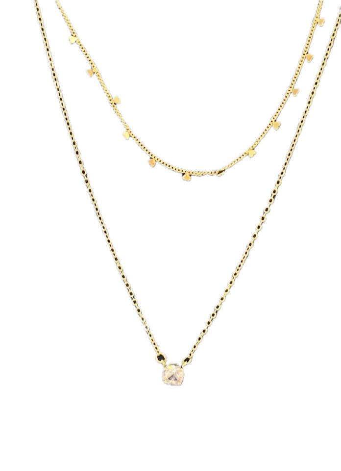 LK Trend & Style Edelstahlketten-Set funkelender Stein mit Herzkette (2 Ketten einzeln tragbar), 2 in 1 Kette einzeln oder zusammen tragbar von LK Trend & Style