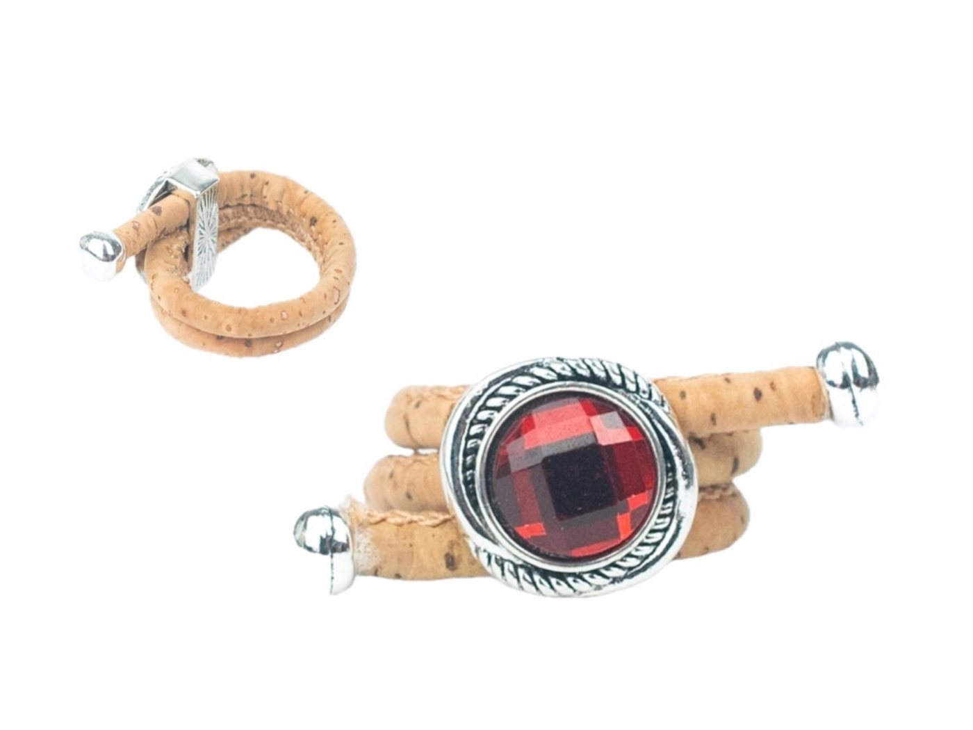 LK Trend & Style Fingerring verstellbarer Ring aus Kork mit einem farbigen Glasstein (diese Geschmeidigkeit am Finger wird dich begeistern, das Material hält den Ring perfekt am Finger), aufgelaufene Finger, der Ring bleibt weich und drückt nicht von LK Trend & Style