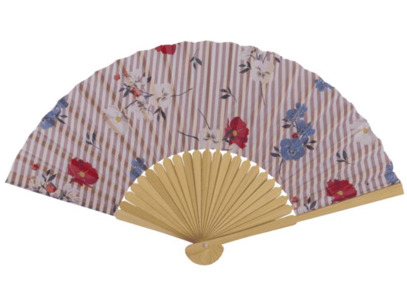 LK Trend & Style Handfächer Dekorativer Handfächer, Blumenmuster mit Streifen, (21 cm, Bambus - Fächer in 4 Farben, Günstiges 2er Set), absolut Salonfähig sich eine kühle Prise zu gönnen von LK Trend & Style