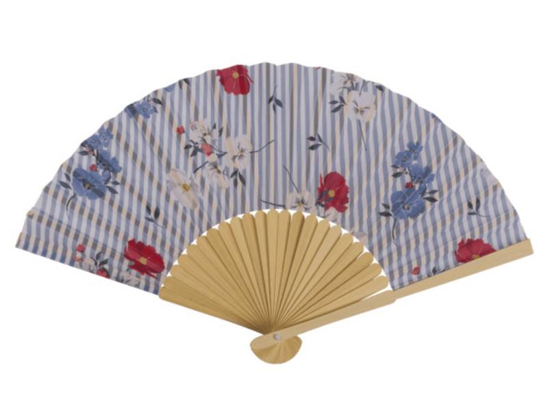 LK Trend & Style Handfächer Dekorativer Handfächer, Blumenmuster mit Streifen, (Spar-Set, 1-tlg., 21 cm, Bambus - Fächer in 4 Farben), absolut salonfähig sich eine kühle Brise zu gönnen von LK Trend & Style