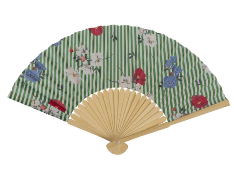 LK Trend & Style Handfächer Dekorativer Handfächer, Blumenmuster mit Streifen, (Spar-Set, 1-tlg., 21 cm, Bambus - Fächer in 4 Farben), absolut salonfähig sich eine kühle Brise zu gönnen von LK Trend & Style