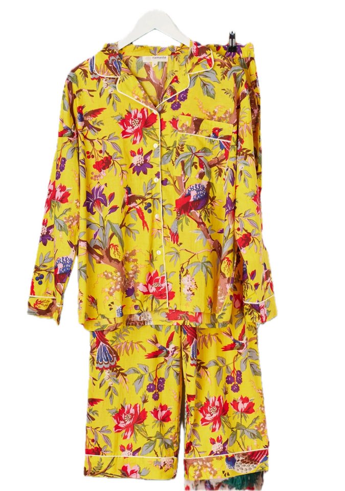LK Trend & Style Pyjama Paradiesvogel-Pyjama (Pyjama mit Augenmaske und Waschbeutel) unglaublich schönes Paradiesvogel Design von LK Trend & Style