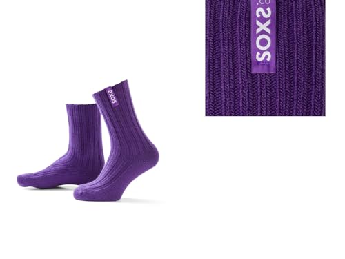 LK Trend & Style Schafwollsocken Damen PARISIAN PURPLE wadenlang Einheitsgröße Wollsocken mit LABEL SOXS.CO von LK Trend & Style