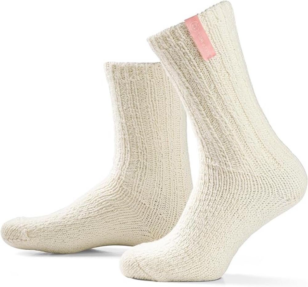 LK Trend & Style Socken SOXS.CO Weisse Wolle SLEEP WELL PINK LABEL (Nie wieder kalte Füße, 100%ige Anti-Kratz Garantie) Ein wärmendes Geschenk von LK Trend & Style