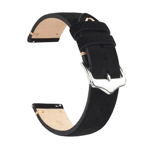 LKAMCBZMF Lederarmband, Wildleder-Schnellverschluss-Uhrenarmband for Männer und Frauen, mehrfarbig, 18 mm, 20 mm, 22 mm(Black,22mm) von LKAMCBZMF