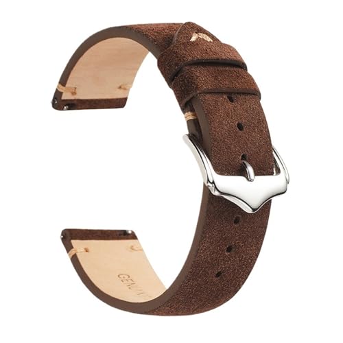 LKAMCBZMF Lederarmband, Wildleder-Schnellverschluss-Uhrenarmband for Männer und Frauen, mehrfarbig, 18 mm, 20 mm, 22 mm(Dark brown,20mm) von LKAMCBZMF