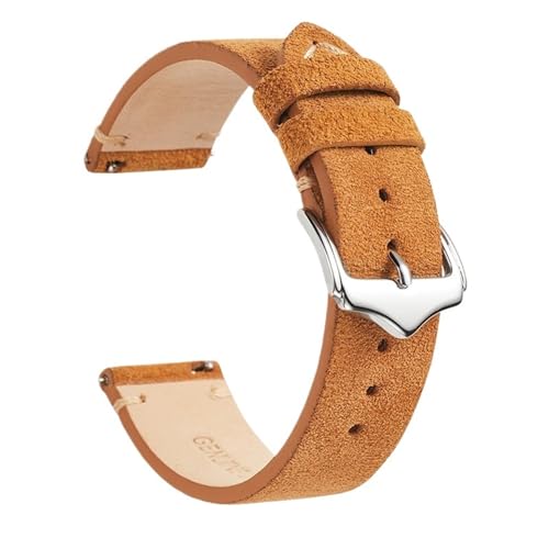 LKAMCBZMF Lederarmband, Wildleder-Schnellverschluss-Uhrenarmband for Männer und Frauen, mehrfarbig, 18 mm, 20 mm, 22 mm(Light brown,18mm) von LKAMCBZMF