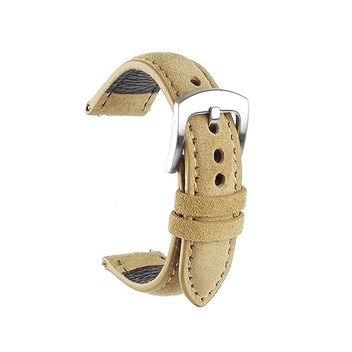 LKAMCBZMF Lederarmband, Wildleder-Uhrenarmband, 18 mm, 19 mm, 20 mm, 22 mm, mehrfarbig(Beige,20mm) von LKAMCBZMF