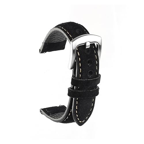 LKAMCBZMF Lederarmband, Wildleder-Uhrenarmband, 18 mm, 19 mm, 20 mm, 22 mm, mehrfarbig(Black,20mm) von LKAMCBZMF