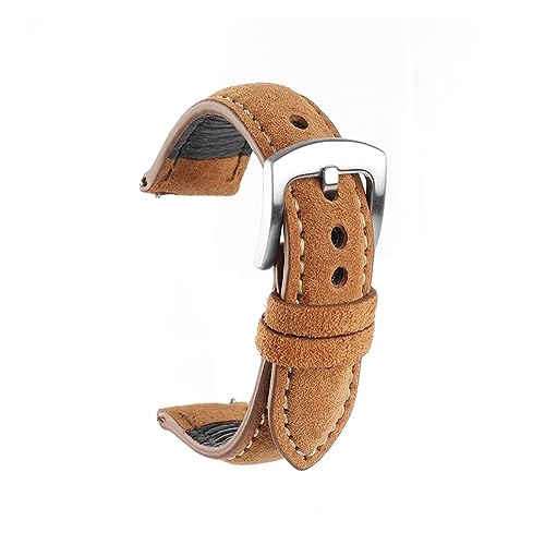 LKAMCBZMF Lederarmband, Wildleder-Uhrenarmband, 18 mm, 19 mm, 20 mm, 22 mm, mehrfarbig(Bruin,20mm) von LKAMCBZMF