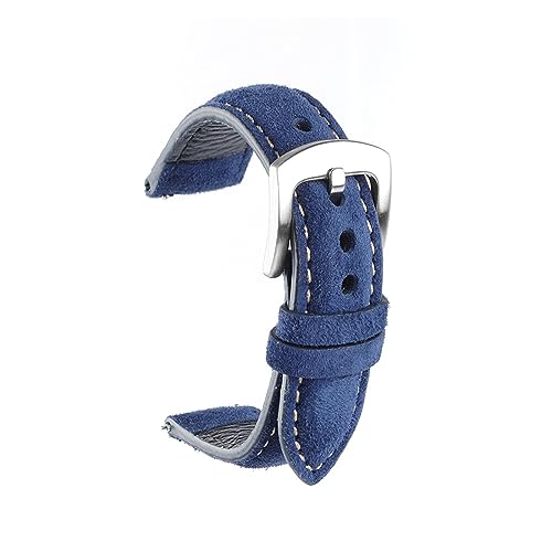 LKAMCBZMF Lederarmband, Wildleder-Uhrenarmband, 18 mm, 19 mm, 20 mm, 22 mm, mehrfarbig(Dark Blue,19mm) von LKAMCBZMF