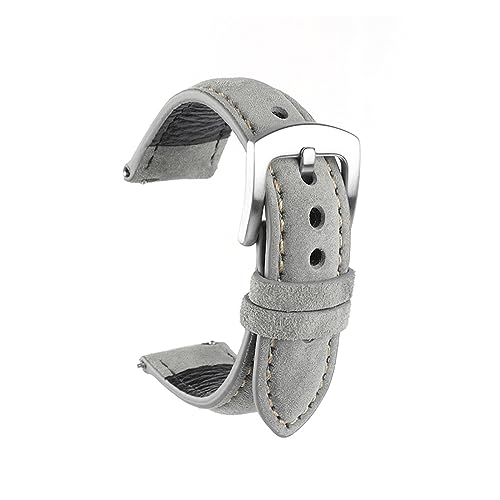 LKAMCBZMF Lederarmband, Wildleder-Uhrenarmband, 18 mm, 19 mm, 20 mm, 22 mm, mehrfarbig(Grijs,18mm) von LKAMCBZMF