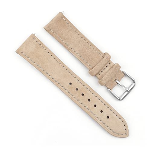 LKAMCBZMF Lederarmband, Wildleder-Uhrenarmband, Edelstahl-Dornschließe, mehrfarbig, mehrere Größen(Beige,24mm) von LKAMCBZMF