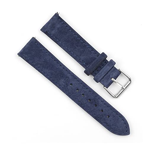 LKAMCBZMF Lederarmband, Wildleder-Uhrenarmband, Edelstahl-Dornschließe, mehrfarbig, mehrere Größen(Dark blue,24mm) von LKAMCBZMF