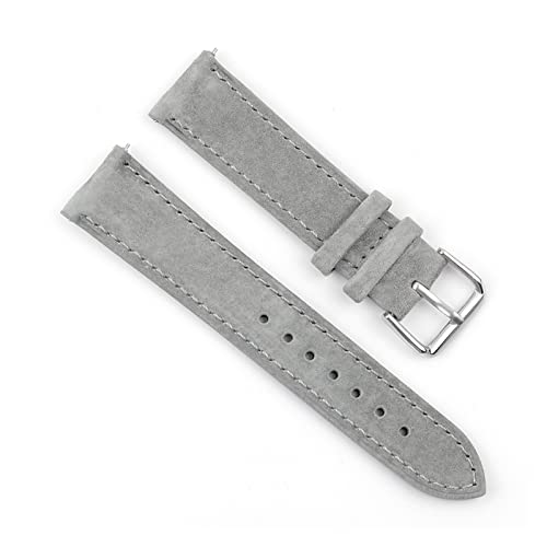 LKAMCBZMF Lederarmband, Wildleder-Uhrenarmband, Edelstahl-Dornschließe, mehrfarbig, mehrere Größen(Gris,20mm) von LKAMCBZMF
