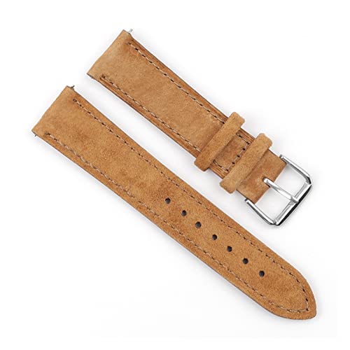 LKAMCBZMF Lederarmband, Wildleder-Uhrenarmband, Edelstahl-Dornschließe, mehrfarbig, mehrere Größen(Tan,20mm) von LKAMCBZMF