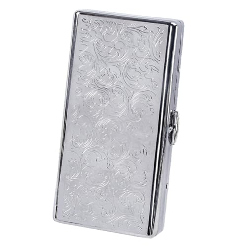 tragbare Zigarettenkartons mit Vintage-Metall, Gehäuse, doppelseitiger Federclip, hält 18 100 mm, Mehrfarbig(Silver) von LKAMCBZMF