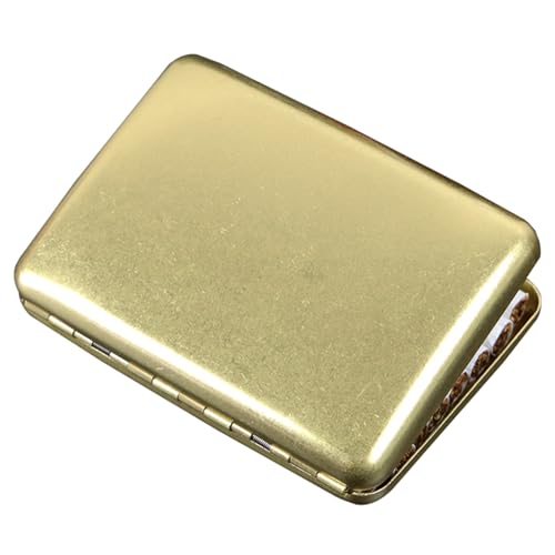 tragbare Zigarettenkartons mit Vintage-Metall, Kupfergehäuse mit doppelseitigem Federclip, 16 Kapazität, Mehrfarbig(Gold) von LKAMCBZMF