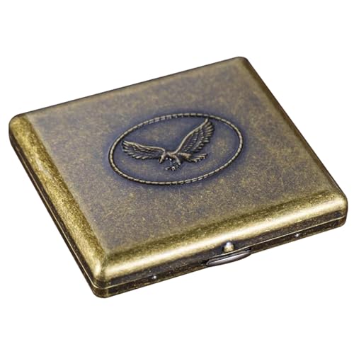 tragbare Zigarettenkartons mit Vintage-Metall, Messingetui mit 20 Fassungsvermögen for Männer und Frauen von LKAMCBZMF