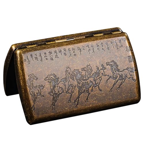 tragbare Zigarettenkartons mit Vintage-Metall, Messinggehäuse, doppelseitiger Federclip, 12 Kapazität von LKAMCBZMF