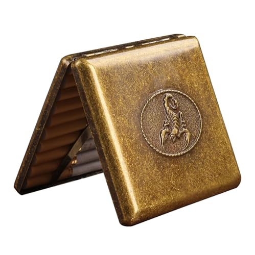 tragbare Zigarettenkartons mit Vintage-Metall, Reines Kupfermetallgehäuse, Gold, 20 Kapazität von LKAMCBZMF
