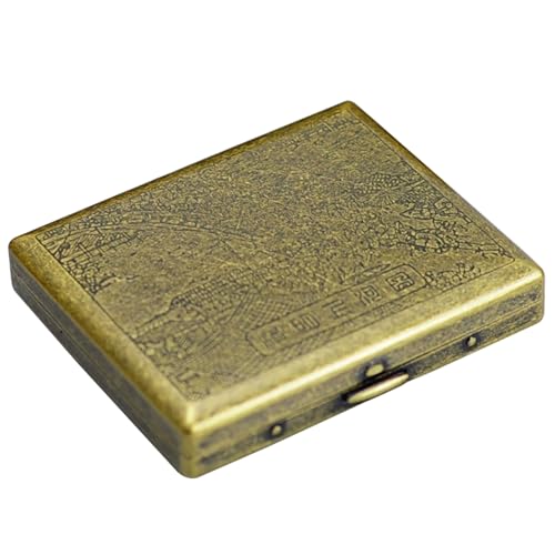tragbare Zigarettenkartons mit Vintage-Metall, Unisex Retro Metall doppelseitiges Gehäuse for 20 85 mm s Gold(Gold C) von LKAMCBZMF